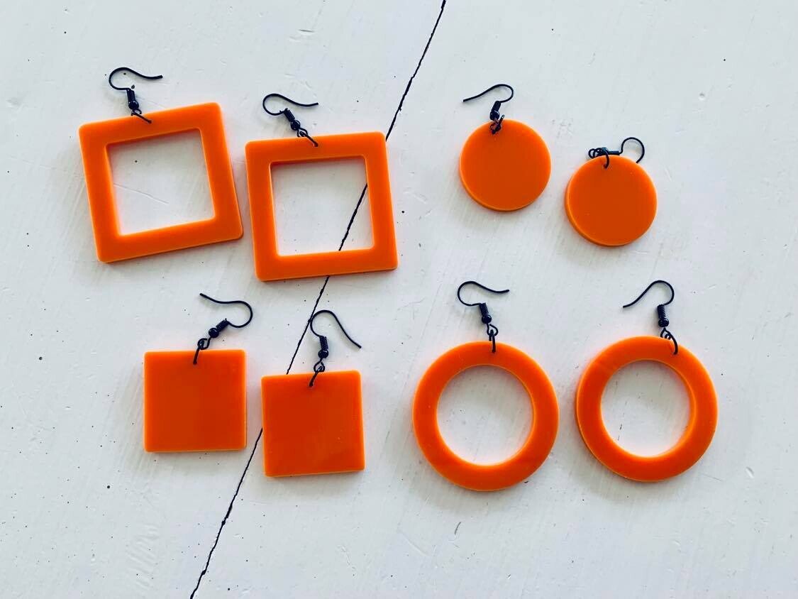 Solid Orange Square Earrings