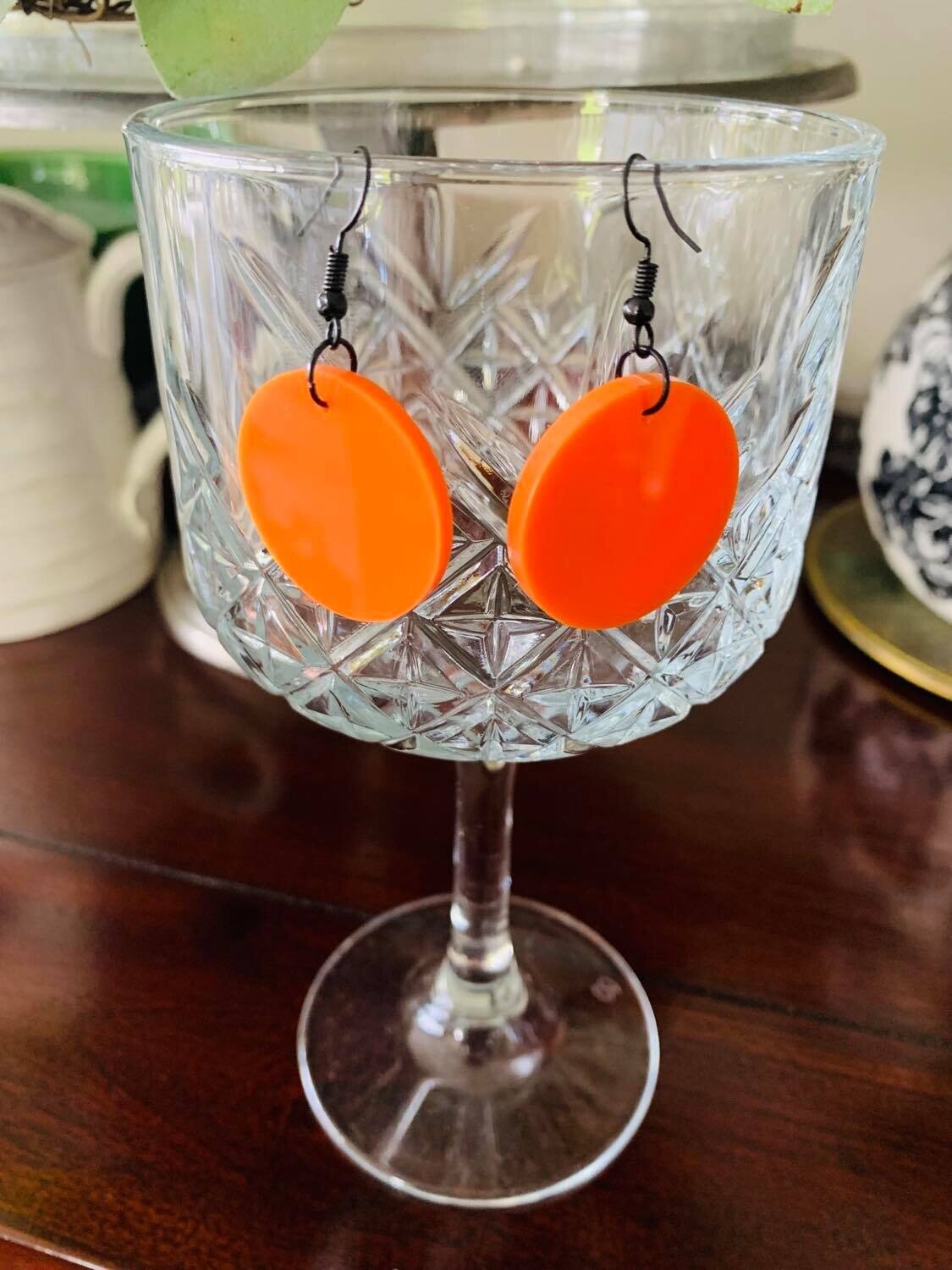 Orange Solid Circle Earrings